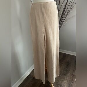 Mango Beige ribbed Wide-Leg Pants small